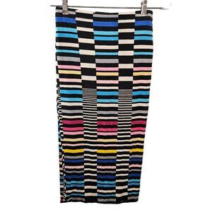 Bisou Bisou Womens Skirt XS Rainbow Pencil Maxi Long Geometric Stretch Pull On